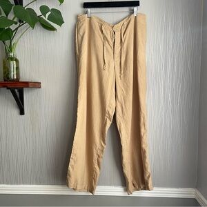 Express Women’s Linen Wide Leg Pants Size XL Tan
